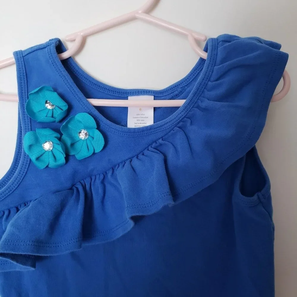 Gymboree Girls 6 Years Ruffle Tank Top‎ Bright Bloo